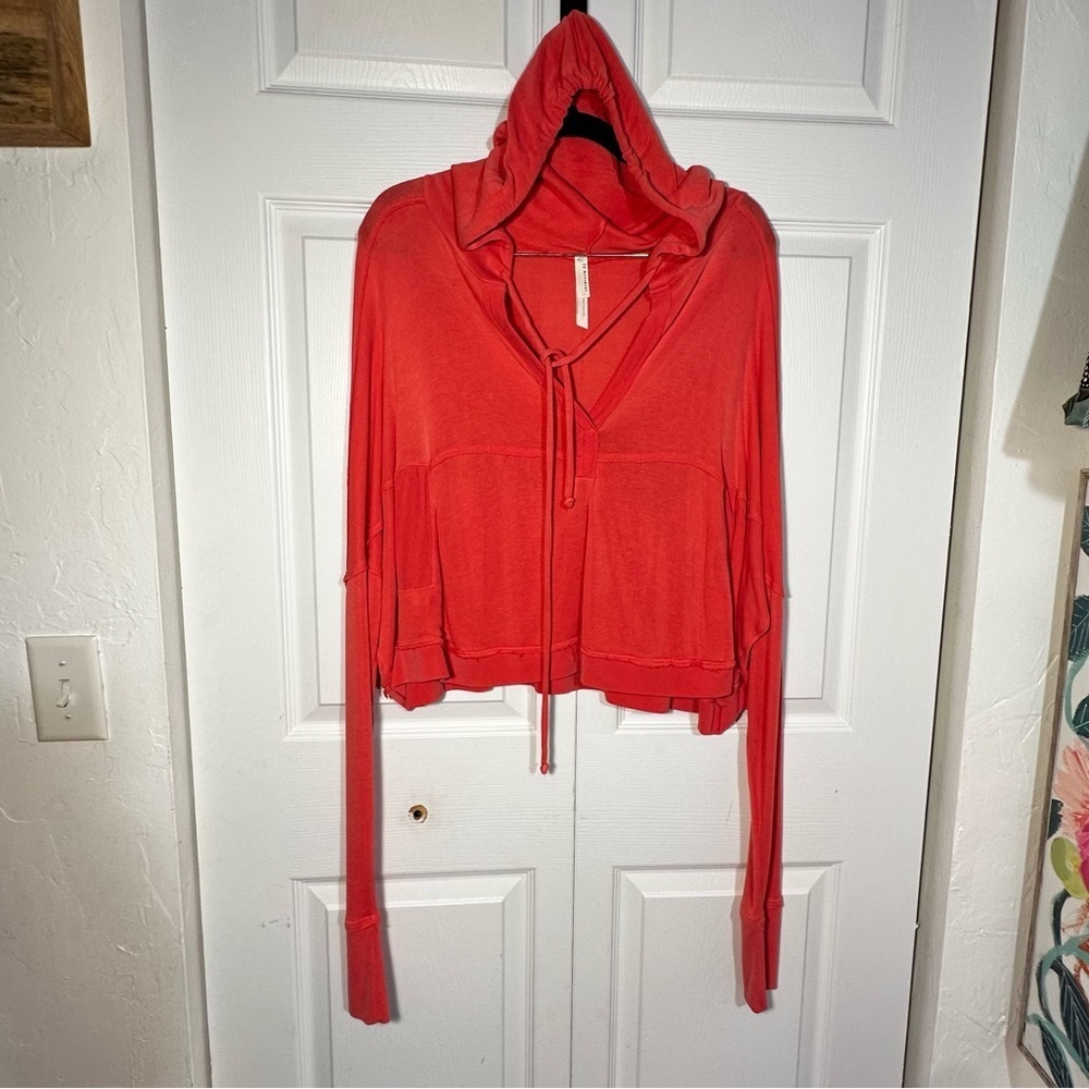 FP Movement Orange Peach Modal Blend Hoodie Size Small EUC